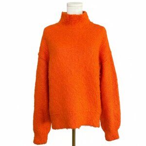 Free People Textured Knit Mock Neck Sweater Orange XS